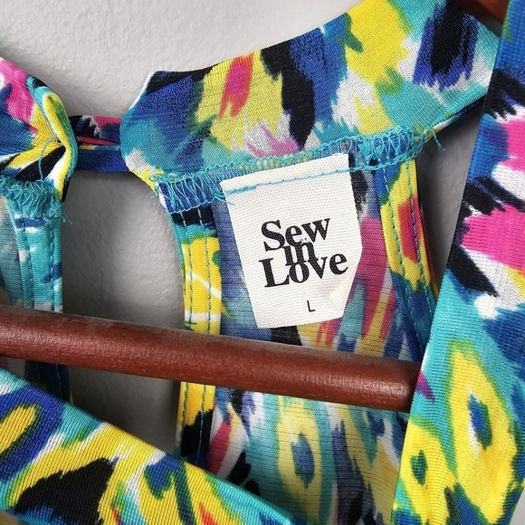 SEW IN LOVE Perfect Paradise‎ Printed Tropical Dress Multi-colored Womens Sz L - Picture 11 of 11
